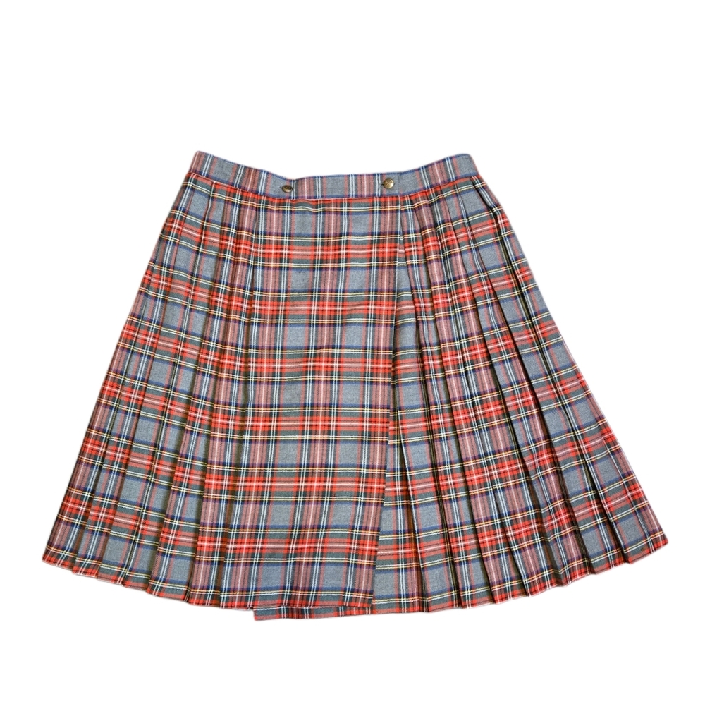 Vintage Classic Plaid Pleated Skirt Made in Canada Size 16 80s 90s Steampunk